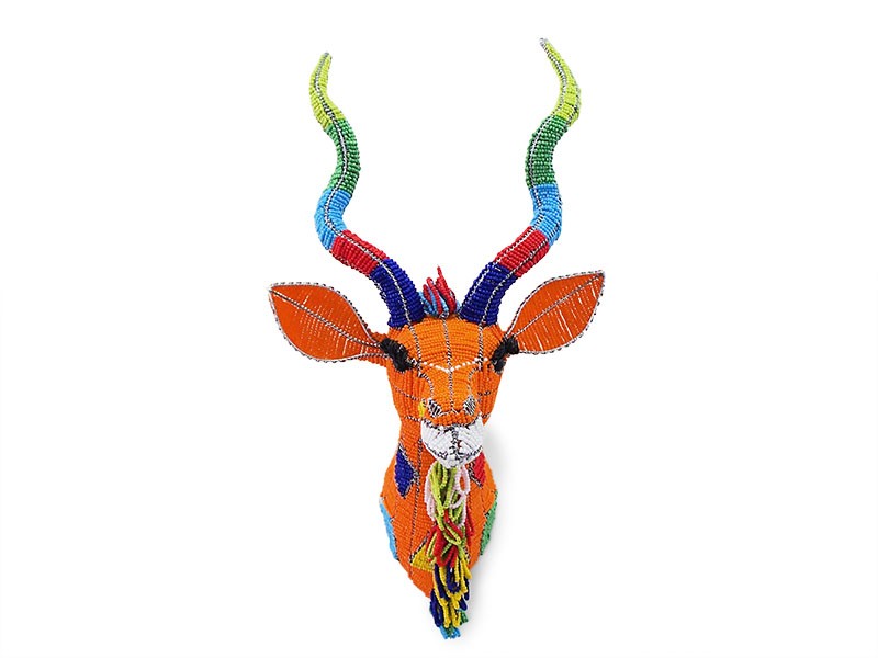 Mini Colourful Beaded Kudu Head - Mini Colourful Beaded Kudu Head -